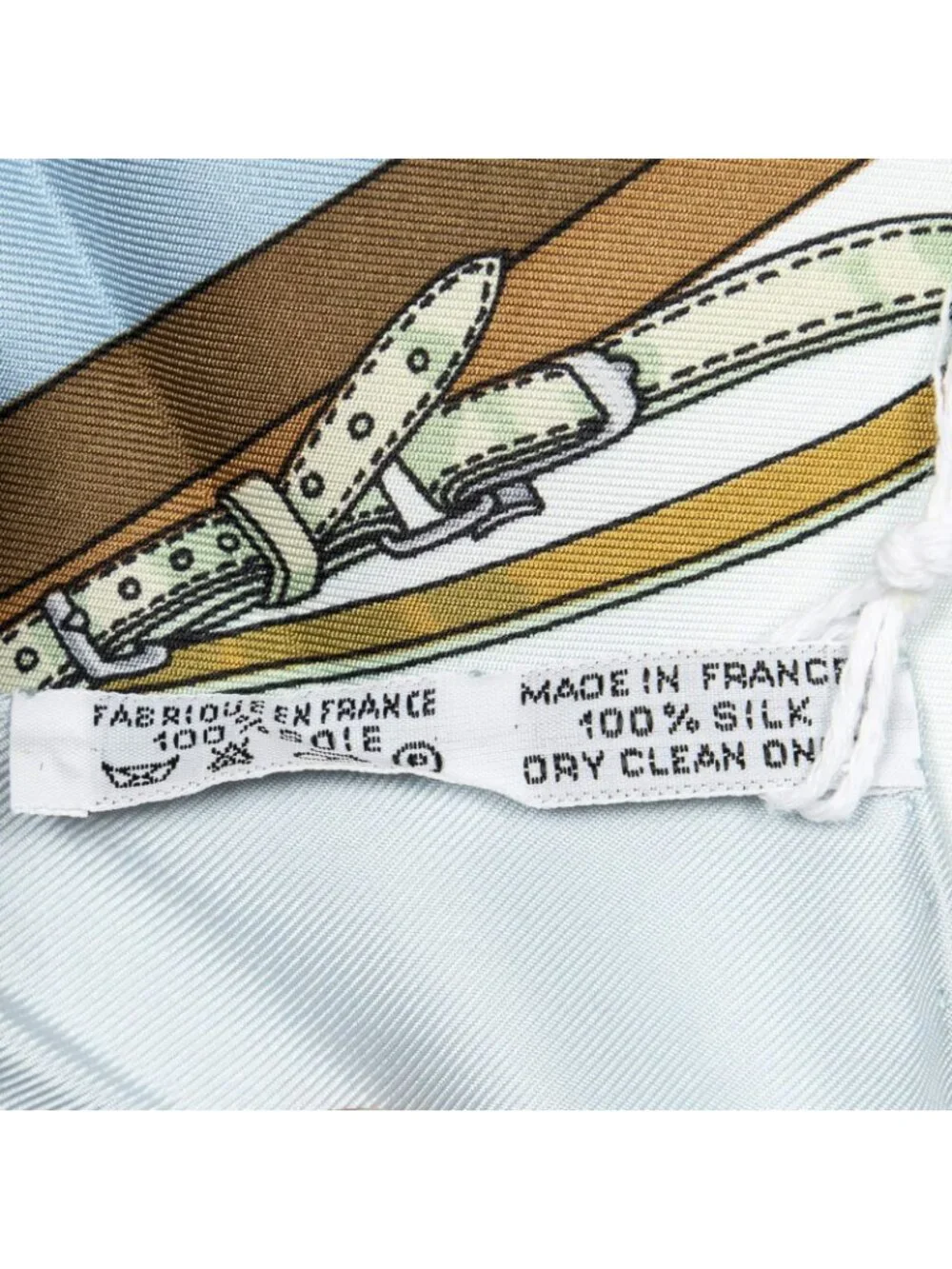 Hermes Scarf Light Blue Green Brown Silk